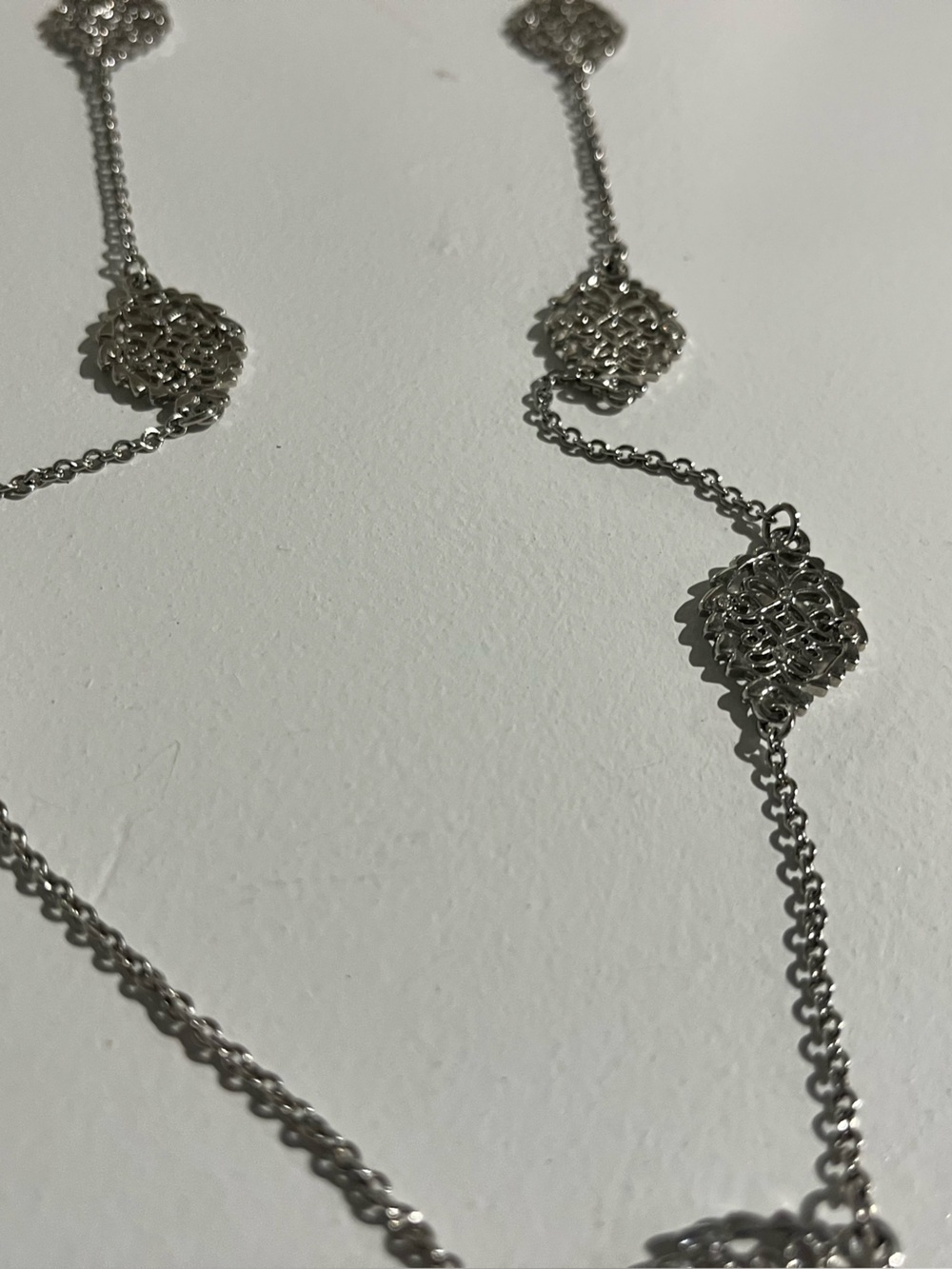 Ann Taylor Silver Filigree Station Necklace